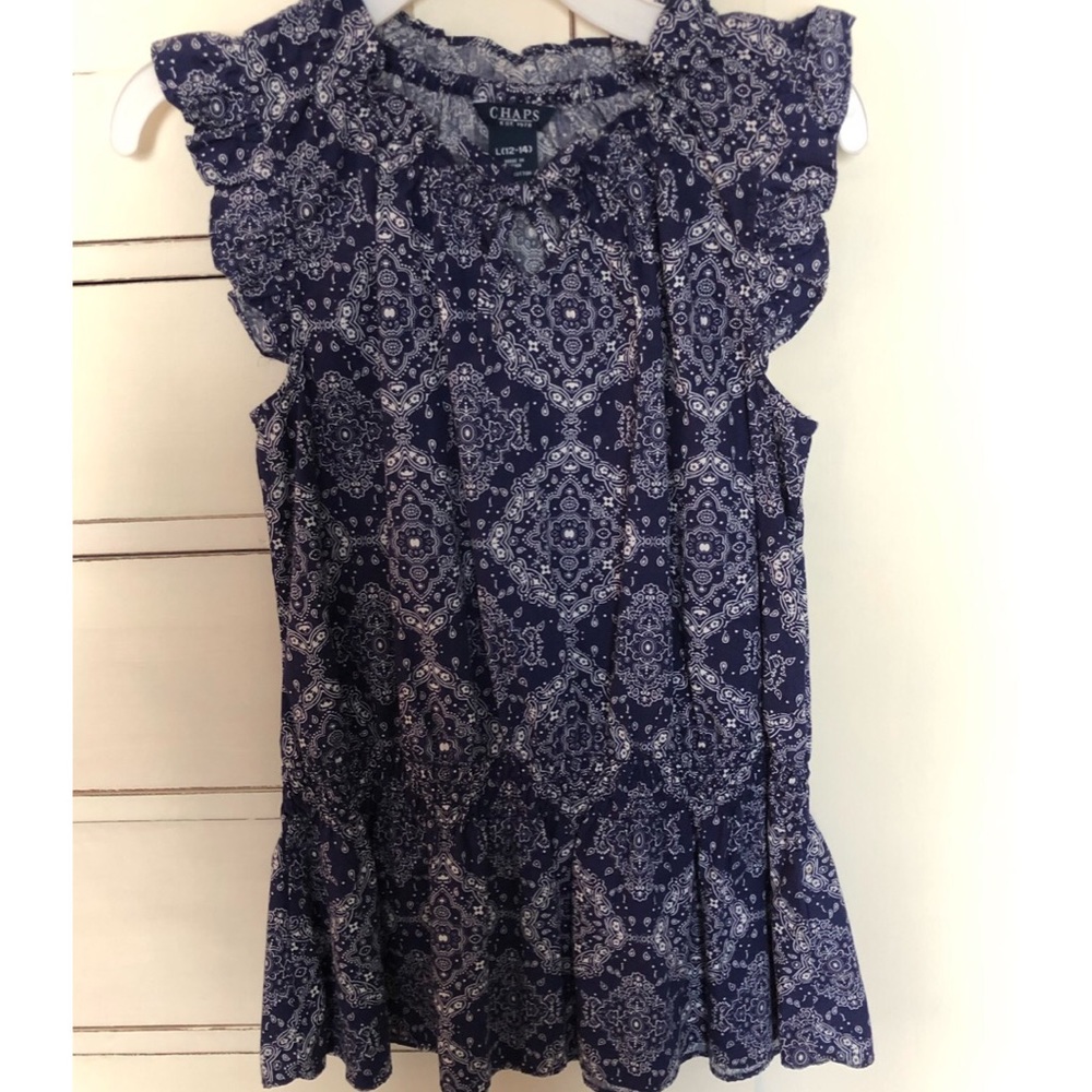 Chaps girls navy and white tank